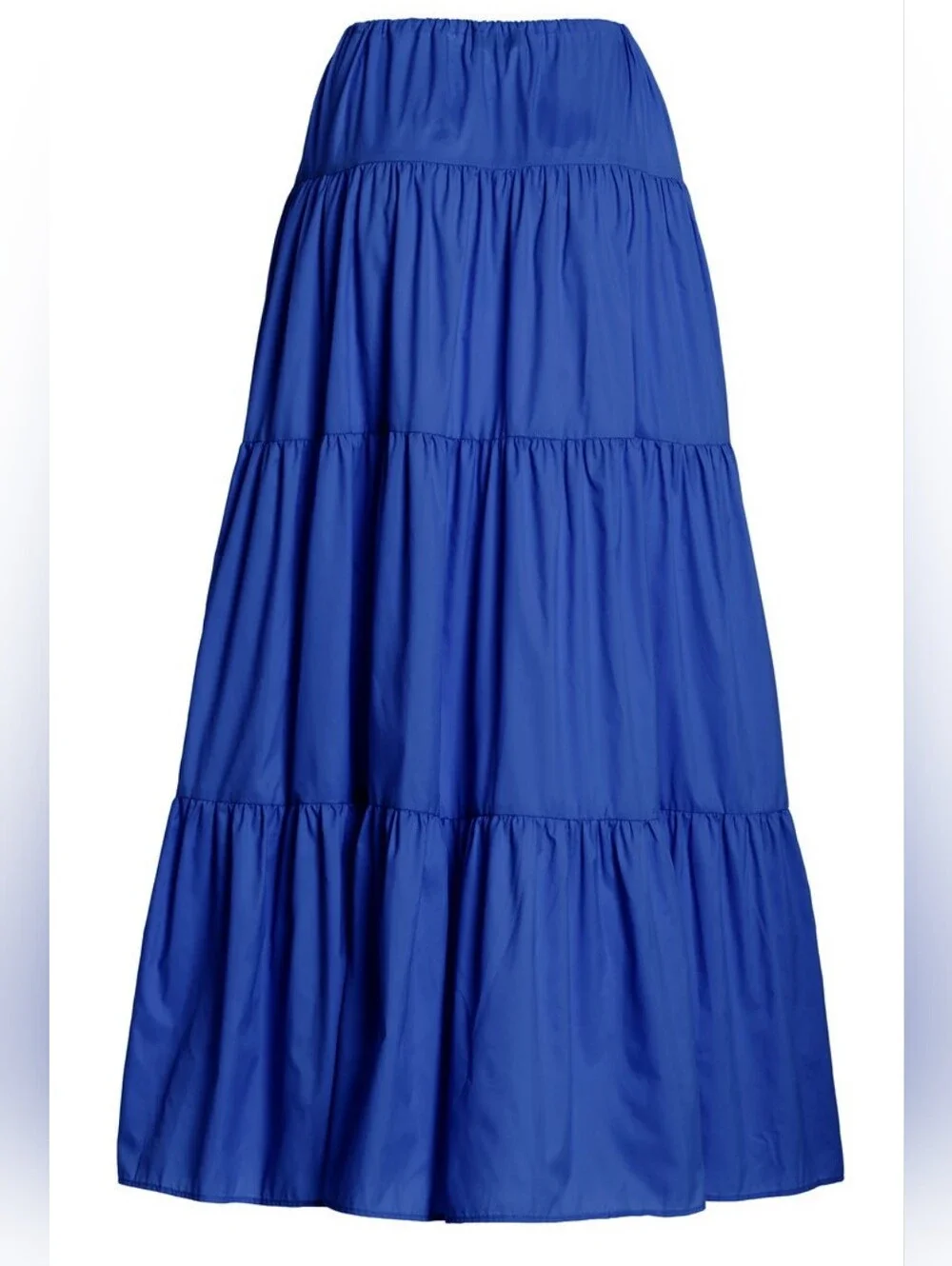 STAUD Lucca Tiered Maxi Skirt in Cobalt Blue M, Women's Casual Summer Size XS